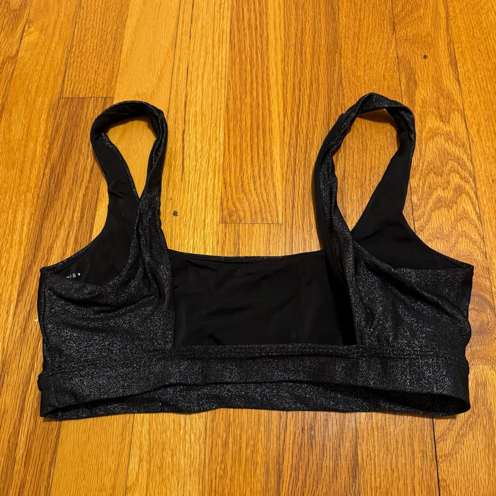 L.A. Hearts Pacsun Bikini Bathing Suit Top Swim Black Sparkles Medium - Picture 3 of 4